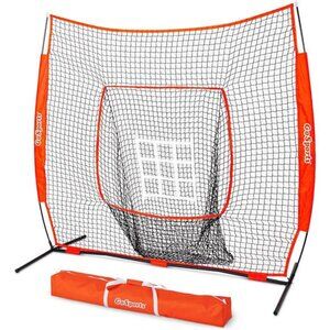 7ft x7ft Baseball & Softball Practice Hitting & Pitching Net with Bow Type Frame